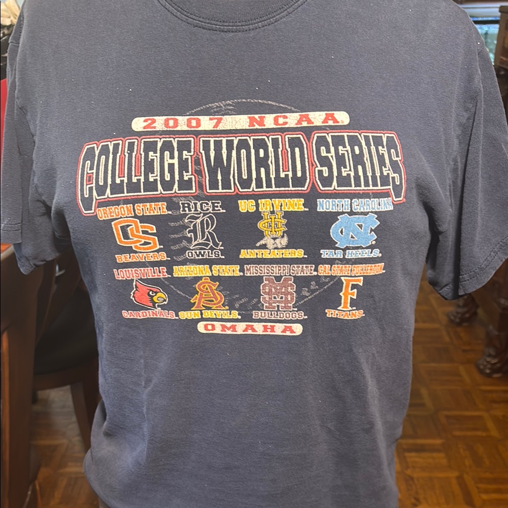 Vintage 2007 Ncaa College World Series Navy TShirt
